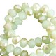 Faceted glass beads 6x4mm rondelle Margarita green-half champagne pearl high shine coating